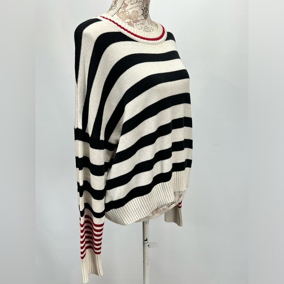 MADISON Beige with black and red stripe crew neck sweater size L - Picture 8 of 13